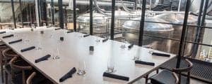 private dining room table overlooking brewery