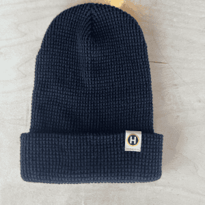 Black Hinty Waffle Beanie